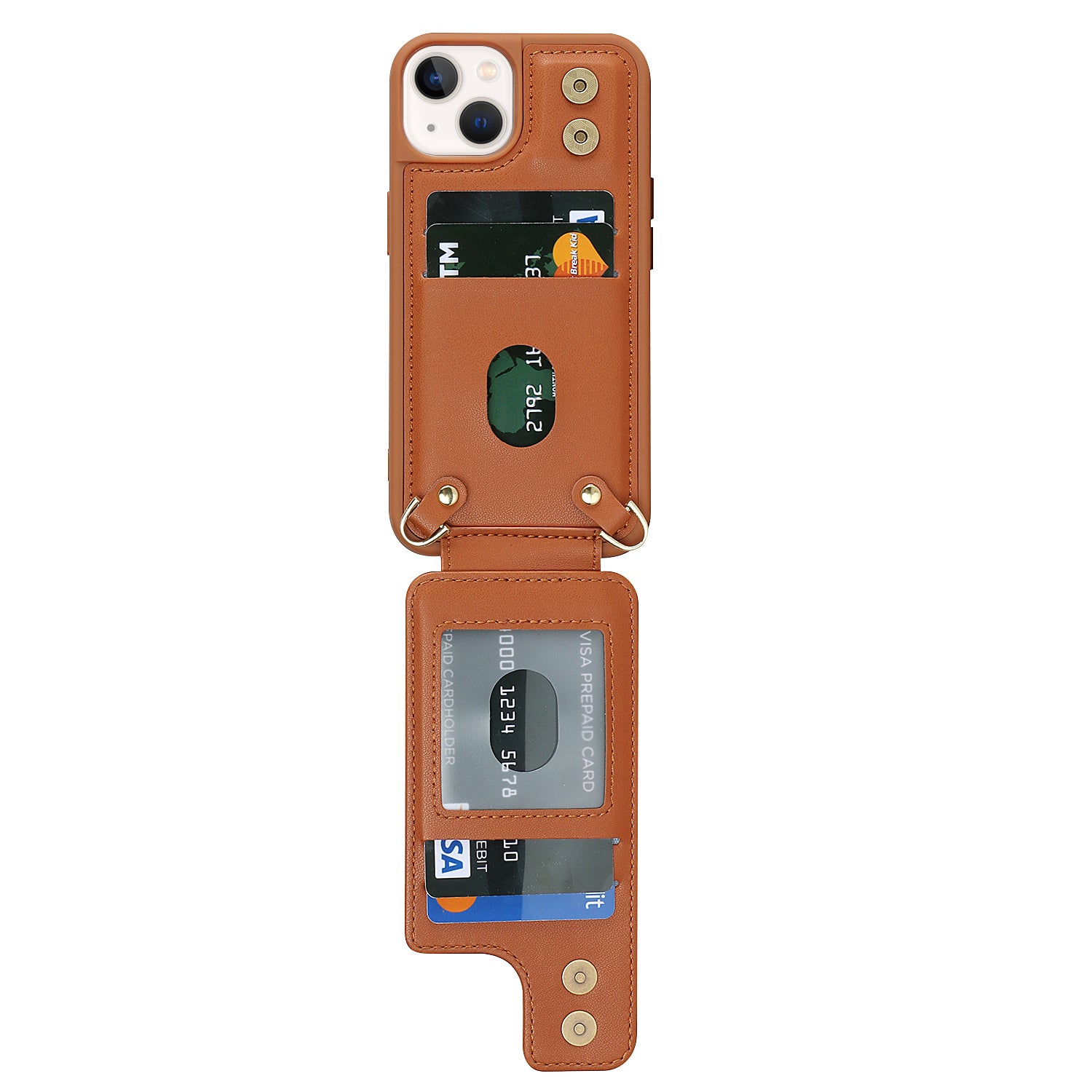 For iPhone 14/13 6.1 inch Wristband Kickstand Back Cover Card Holder PU Leather Coated TPU Phone Case For iPhone 14/13 6.1 inch Wristband Kickstand Back Cover Card Holder PU Leather Coated TPU Phone Case